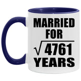 69th Anniversary Married For Square Root of 4761 Years - 11oz Accent Mug Purple