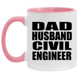 Dad Husband Civil Engineer - 11oz Accent Mug Pink