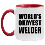 World's Okayest Welder - 11oz Accent Mug Red