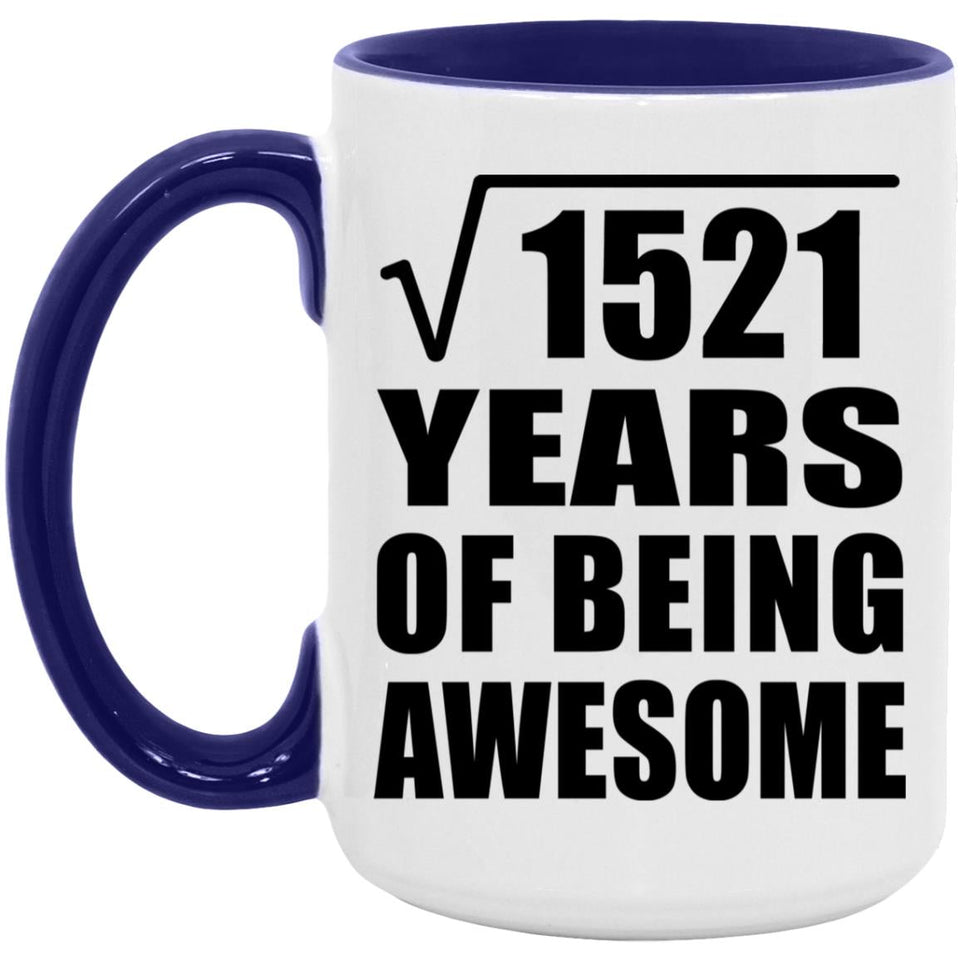39th Birthday Square Root of 1521 Years of Being Awesome - 15oz Accent Mug Purple