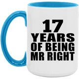 17th Anniversary 17 Years Of Being Mr Right - 15oz Accent Mug Blue