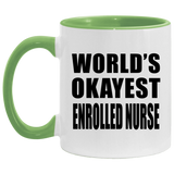 World's Okayest Enrolled Nurse - 11oz Accent Mug Green