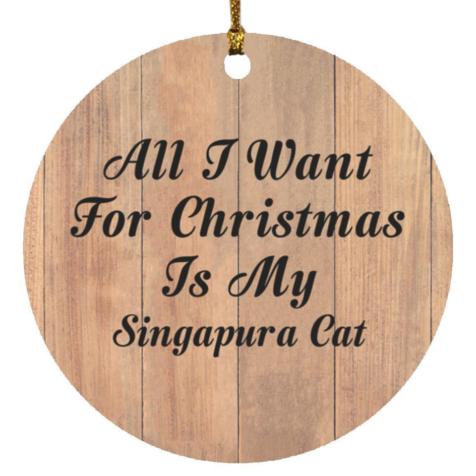 All I Want For Christmas Is My Singapura Cat - Circle Ornament C
