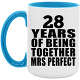 28th Anniversary 28 Years Of Being Mrs Perfect - 15oz Accent Mug Blue