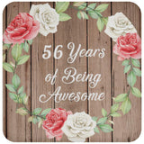 56th Birthday 56 Years Of Being Awesome - Drink Coaster B