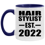 Hair Stylist Established Est. 2022 - 11oz Accent Mug Purple