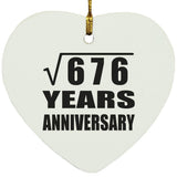 26th Anniversary Square Root of 676 Years Anniversary - Heart Ornament