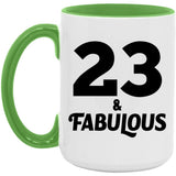 23rd Birthday 23 & Fabulous - 15oz Accent Mug Green