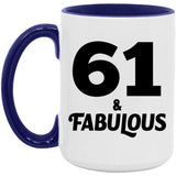 61st Birthday 61 & Fabulous - 15oz Accent Mug Purple