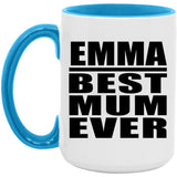 Emma Best Mum Ever - 15oz Accent Mug Blue