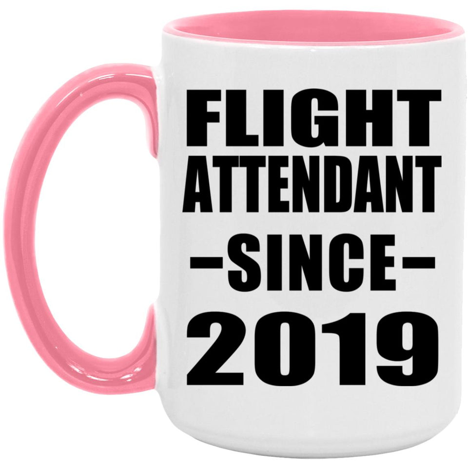 Flight Attendant Since 2019 - 15oz Accent Mug Pink