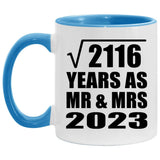 46th Anniversary Square Root of 2116 Years As Mr & Mrs 2023 - 11oz Accent Mug Blue