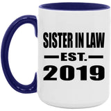 Sister In Law Established EST. 2019 - 15oz Accent Mug Purple