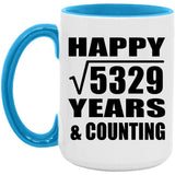 Happy 73rd Anniversary Square Root of 5329 Years & Counting - 15oz Accent Mug Blue