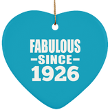98th Birthday Fabulous Since 1926 - Heart Ornament