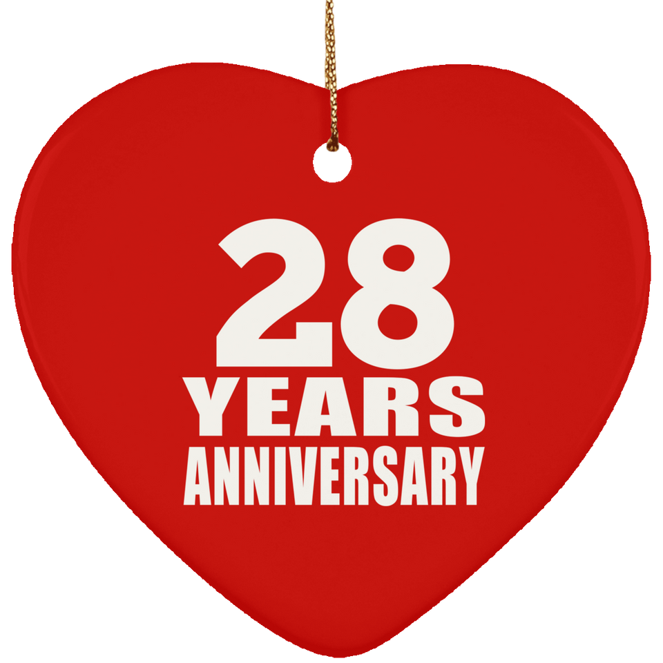28th Anniversary 28 Years - Heart Ornament