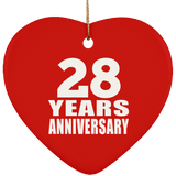 28th Anniversary 28 Years - Heart Ornament
