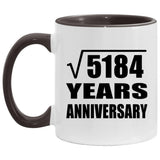 72nd Anniversary Square Root of 5184 Years Anniversary - 11oz Accent Mug Black