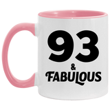 93rd Birthday 93 & Fabulous - 11oz Accent Mug Pink
