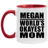 Megan World's Okayest Mom - 11oz Accent Mug Red