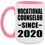 Vocational Counselor Since 2020 - 15oz Accent Mug Pink