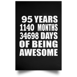 95th Birthday 95 Years 1140 Months 34698 Days Of Awesome - Poster Portrait