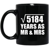 72nd Anniversary Square Root of 5184 Years As Mr & Mrs - 11oz Coffee Mug Black