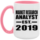 Market Research Analyst Established EST. 2019 - 15oz Accent Mug Pink