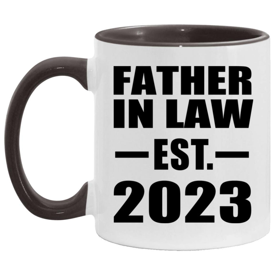Father In Law Established EST. 2023 - 11oz Accent Mug Black