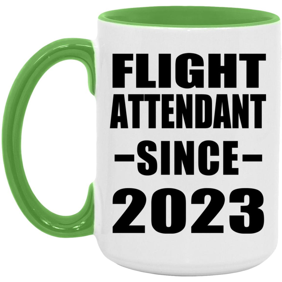 Flight Attendant Since 2023 - 15oz Accent Mug Green