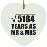 72nd Anniversary Square Root of 5184 Years As Mr & Mrs - Heart Ornament