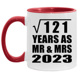 11th Anniversary Square Root of 121 Years As Mr & Mrs 2023 - 11oz Accent Mug Red