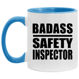 Badass Safety Inspector - 11oz Accent Mug Blue