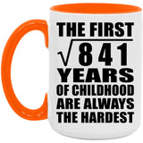 29th Birthday Square Root of 841 Years of Childhood - 15oz Accent Mug Orange