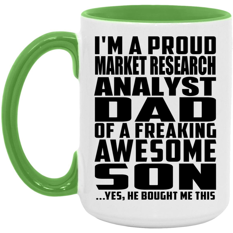 Proud Market Research Analyst Dad Of Awesome Son - 15oz Accent Mug Green
