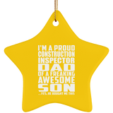Proud Construction Inspector Dad Of Awesome Son - Star Ornament