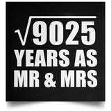 95th Anniversary Square Root of 9025 Years As Mr & Mrs - Poster Square
