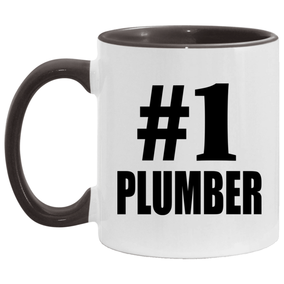 Number One #1 Plumber - 11oz Accent Mug Black
