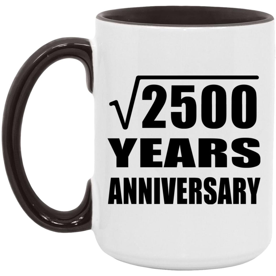 50th Anniversary Square Root of 2500 Years Anniversary - 15oz Accent Mug Black