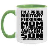 Proud Military Personnel Mom Of Awesome Son - 11oz Accent Mug Green