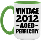 12th Birthday Vintage 2012 Aged Perfectly - 15oz Accent Mug Green