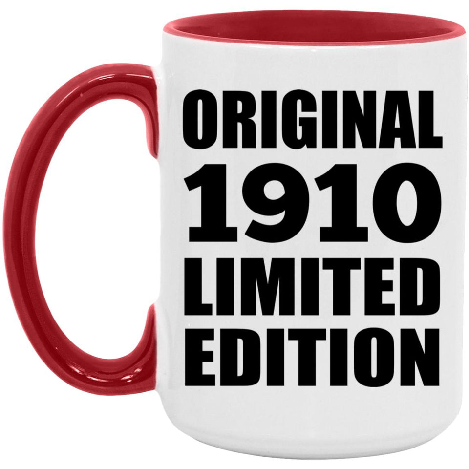 114th Birthday Original 1910 Limited Edition - 15oz Accent Mug Red