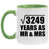 57th Anniversary Square Root of 3249 Years As Mr & Mrs - 11oz Accent Mug Green