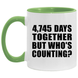 13th Anniversary 4,745 Days Together Who's Counting - 11oz Accent Mug Green