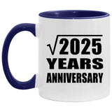 45th Anniversary Square Root of 2025 Years Anniversary - 11oz Accent Mug Purple