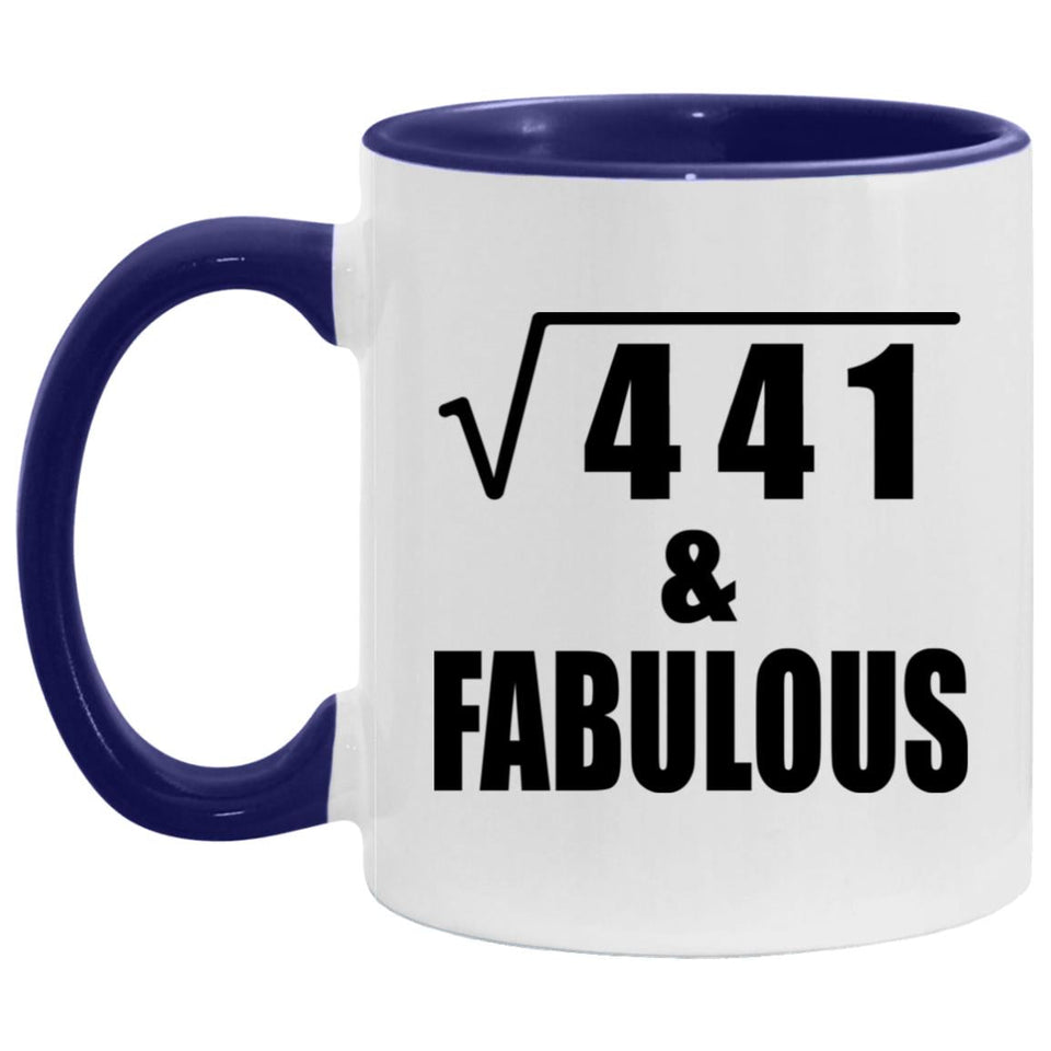 21st Birthday Square Root of 441 & Fabulous - 11oz Accent Mug Purple