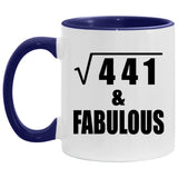 21st Birthday Square Root of 441 & Fabulous - 11oz Accent Mug Purple