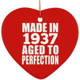 87th Birthday Made In 1937 Aged to Perfection - Heart Ornament