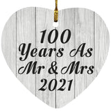 100th Anniversary 100 Years As Mr & Mrs 2021 - Heart Ornament F