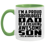 Proud Sociologist Dad Of Awesome Son - 11oz Accent Mug Green